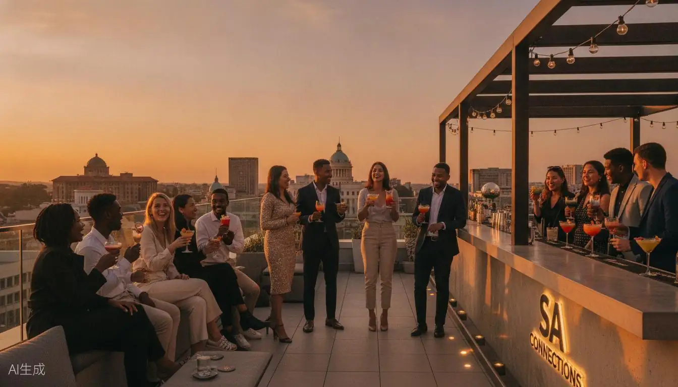 Singles meeting at a rooftop bar in Pretoria
